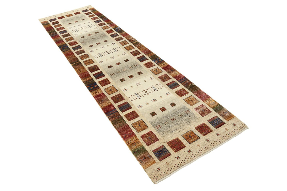 Runner Gabbeh Rug - Loribaft Indus - 295 x 82 cm - multicolored
