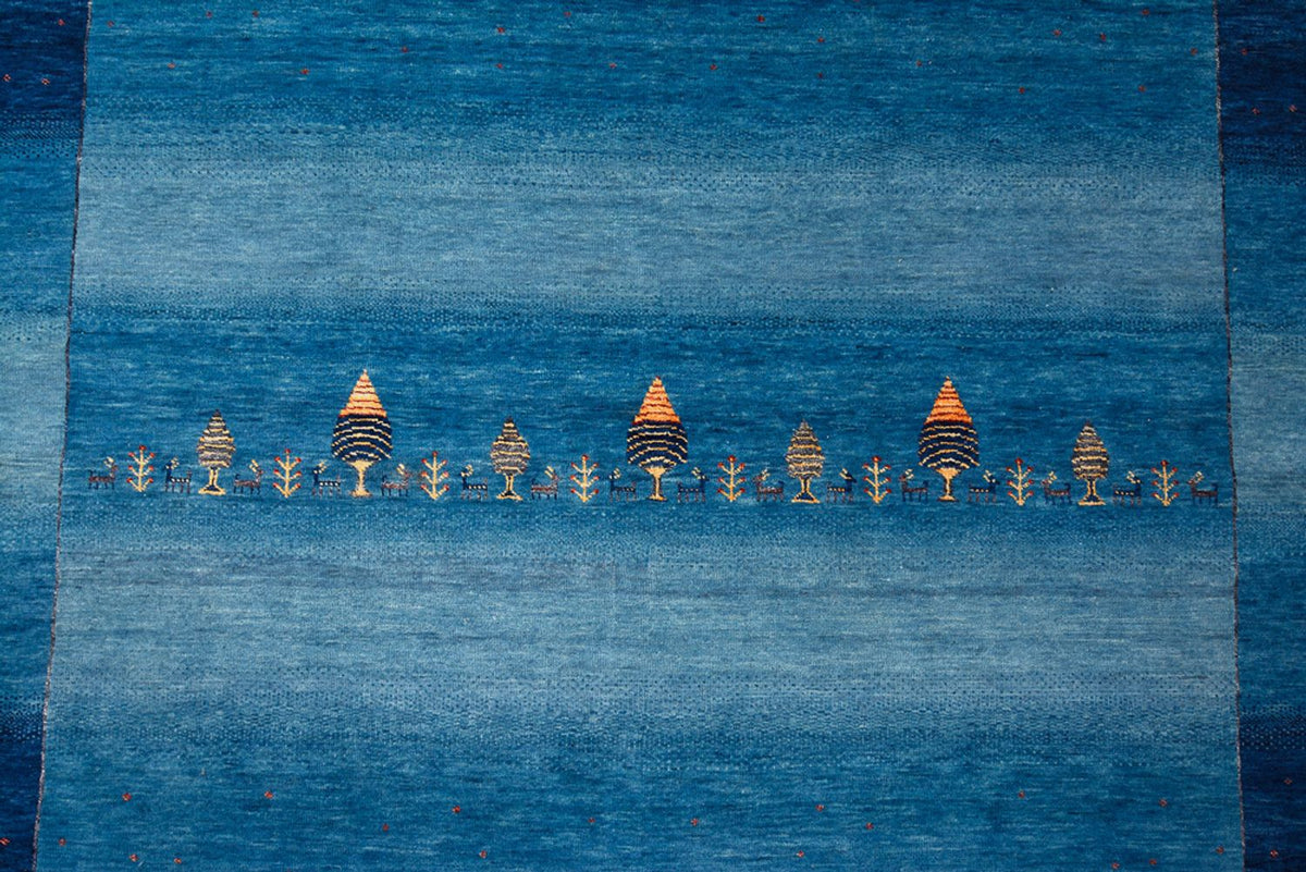 Gabbeh Rug - Loribaft Indus - 299 x 250 cm - sea blue