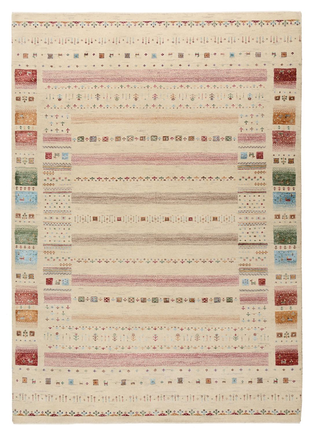 Gabbeh Rug - Loribaft Indus - 246 x 174 cm - light beige