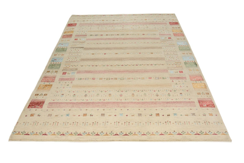 Gabbeh Rug - Loribaft Indus - 246 x 174 cm - light beige