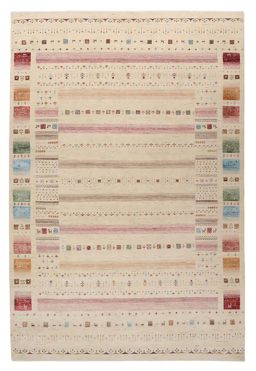 Gabbeh Rug - Loribaft Indus - 304 x 203 cm - light beige