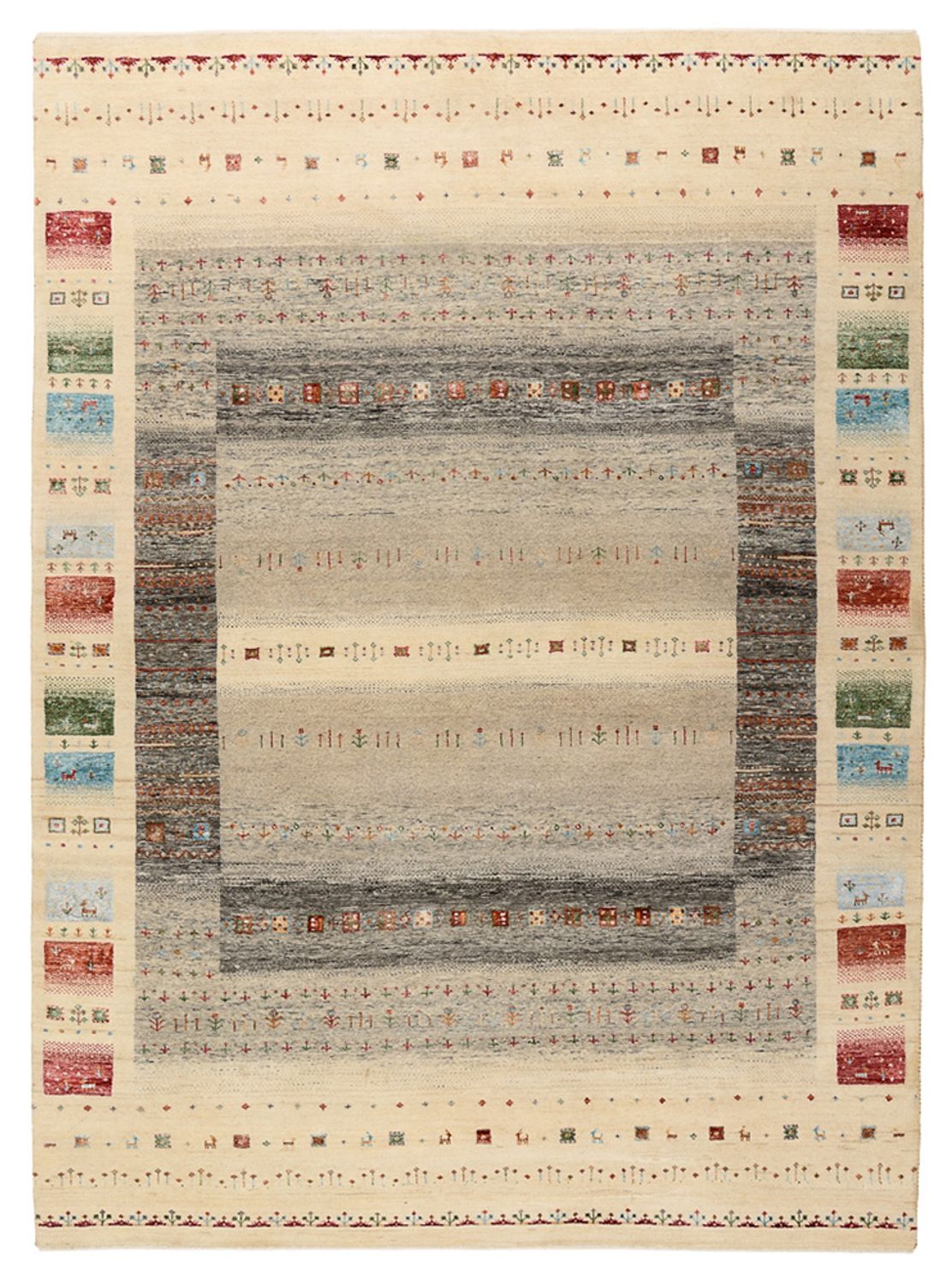 Gabbeh Rug - Loribaft Indus - 244 x 177 cm - light beige