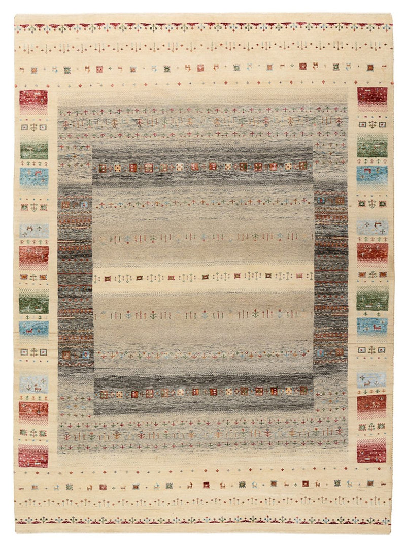 Gabbeh Rug - Loribaft Indus - 244 x 177 cm - light beige
