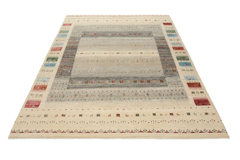 Gabbeh Rug - Loribaft Indus - 244 x 177 cm - light beige