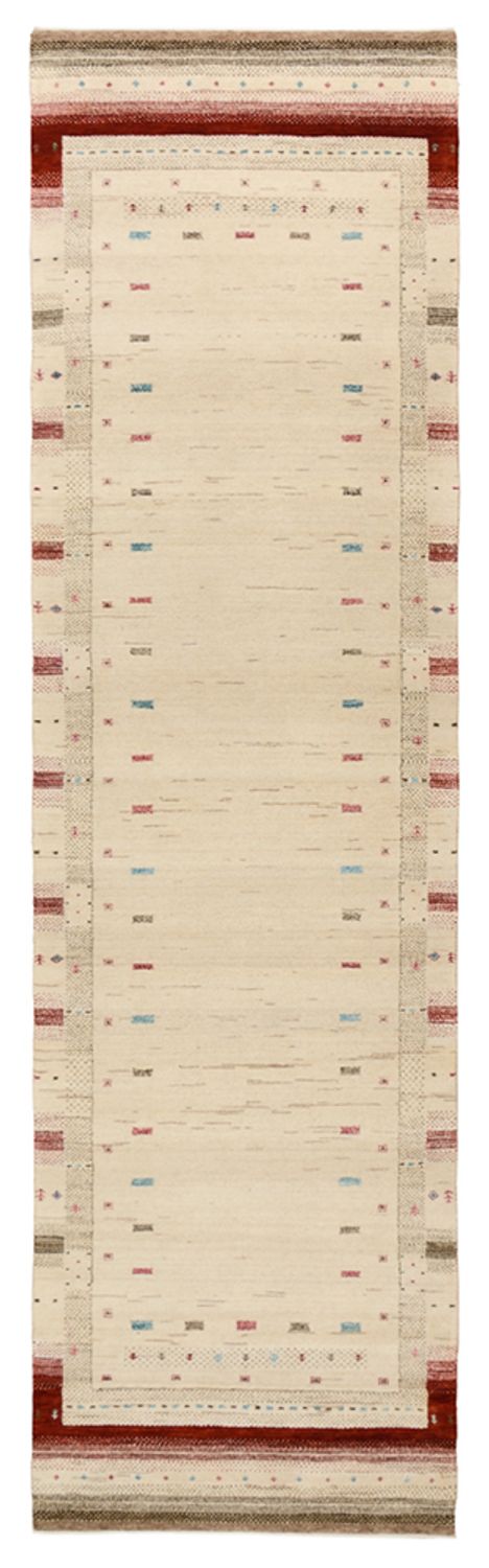 Runner Gabbeh Rug - Loribaft Indus - 298 x 83 cm - light beige