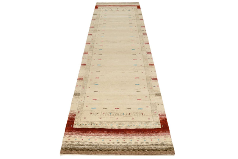 Runner Gabbeh Rug - Loribaft Indus - 298 x 83 cm - light beige