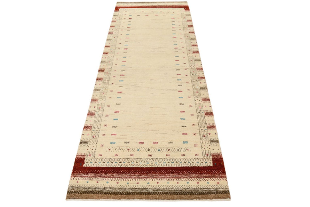 Runner Gabbeh Rug - Loribaft Indus - 243 x 84 cm - light beige