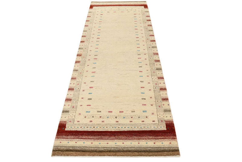 Runner Gabbeh Rug - Loribaft Indus - 243 x 84 cm - light beige