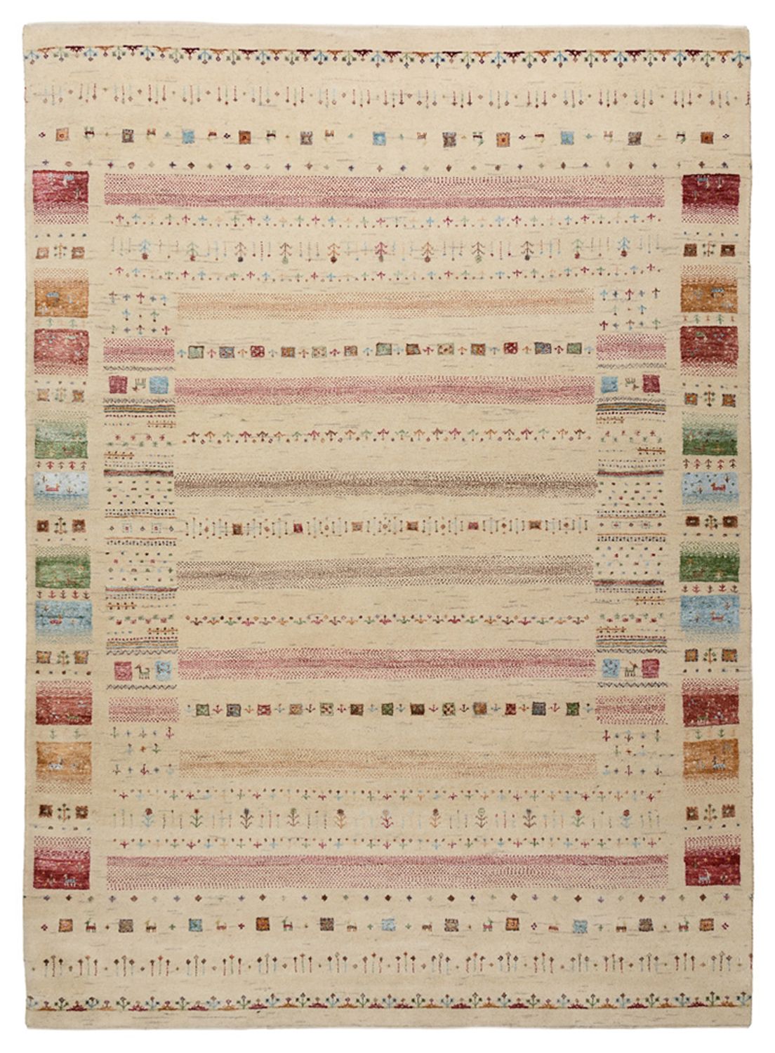 Gabbeh Rug - Loribaft Indus - 239 x 174 cm - light beige