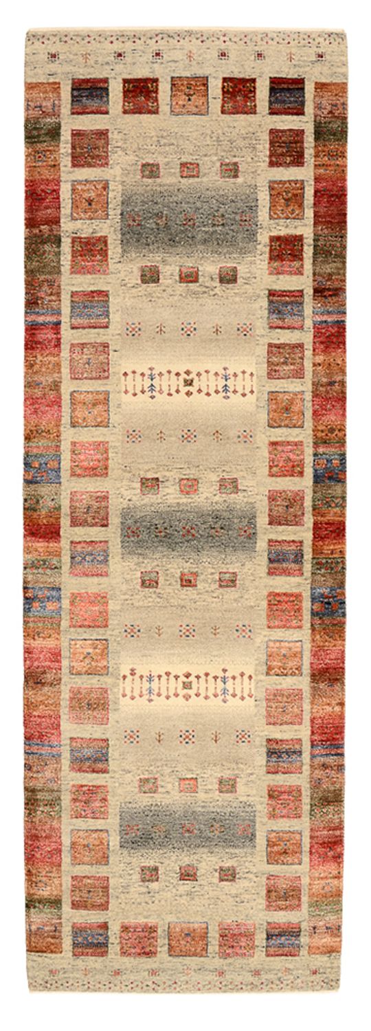 Runner Gabbeh Rug - Loribaft Indus - 247 x 82 cm - multicolored