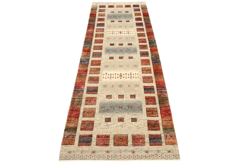 Runner Gabbeh Rug - Loribaft Indus - 247 x 82 cm - multicolored