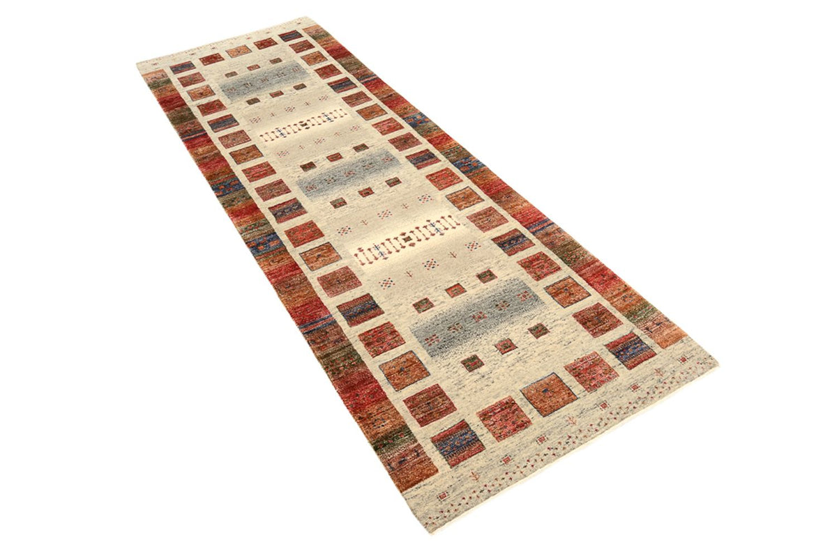 Runner Gabbeh Rug - Loribaft Indus - 247 x 82 cm - multicolored