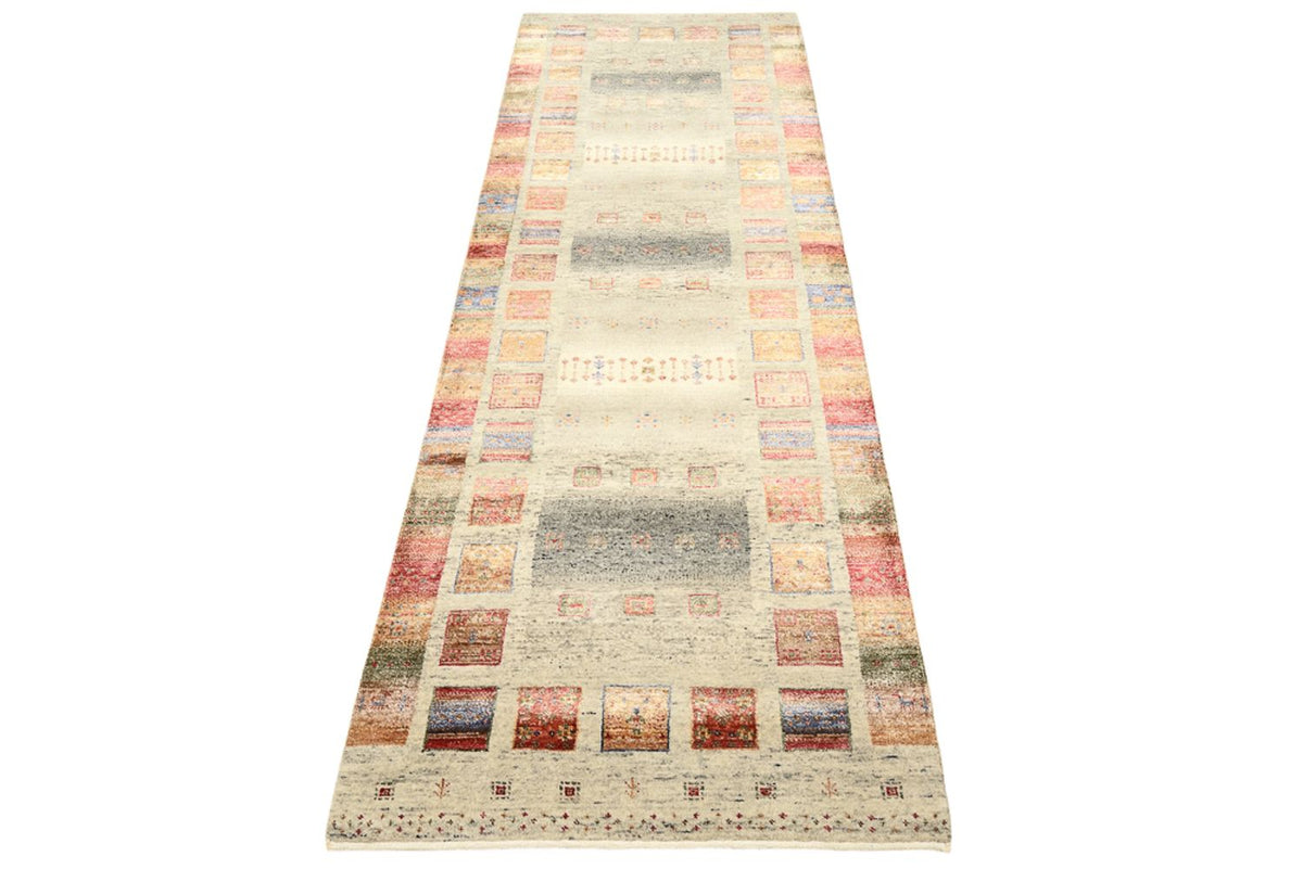 Runner Gabbeh Rug - Loribaft Indus - 247 x 82 cm - multicolored