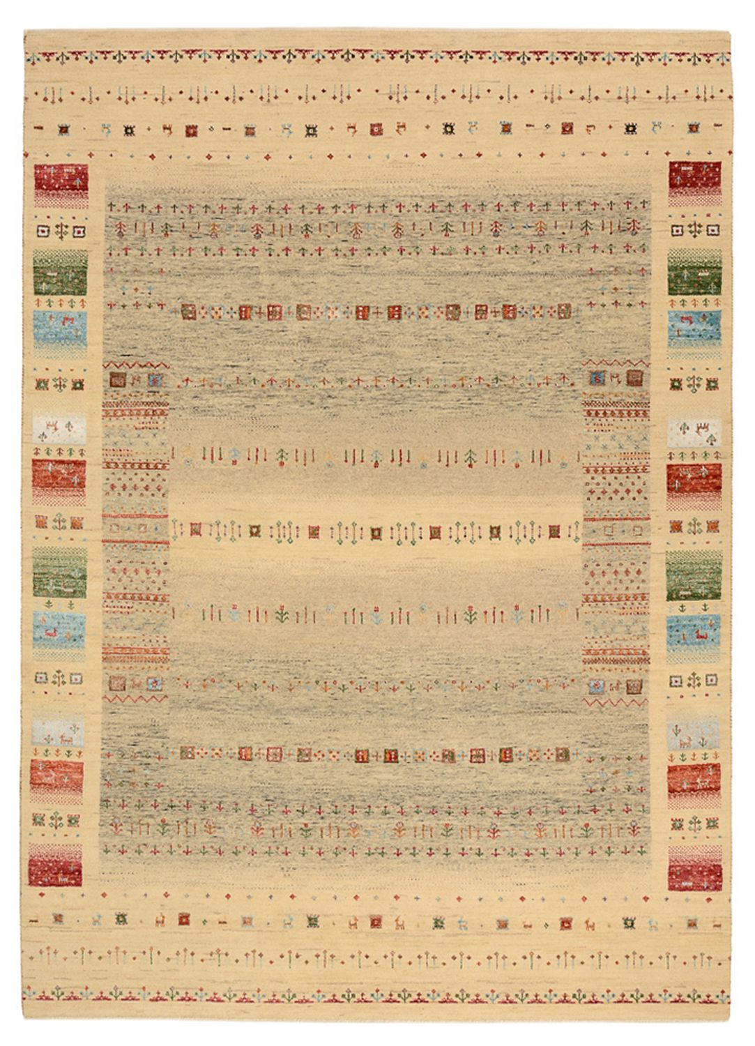 Gabbeh Rug - Loribaft Indus - 241 x 172 cm - dark beige