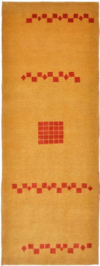 Runner Gabbeh Rug - Loribaft Perser - 241 x 87 cm - mustard yellow