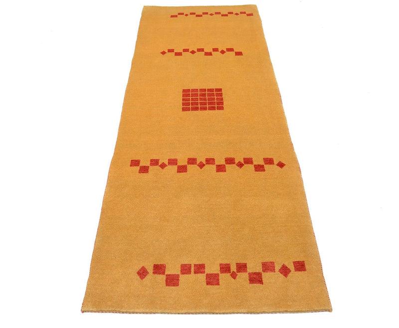 Runner Gabbeh Rug - Loribaft Perser - 241 x 87 cm - mustard yellow