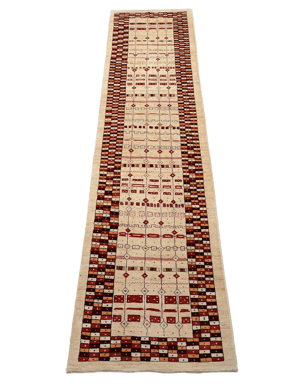 Runner Gabbeh Rug - Loribaft Perser - 391 x 88 cm - multicolored