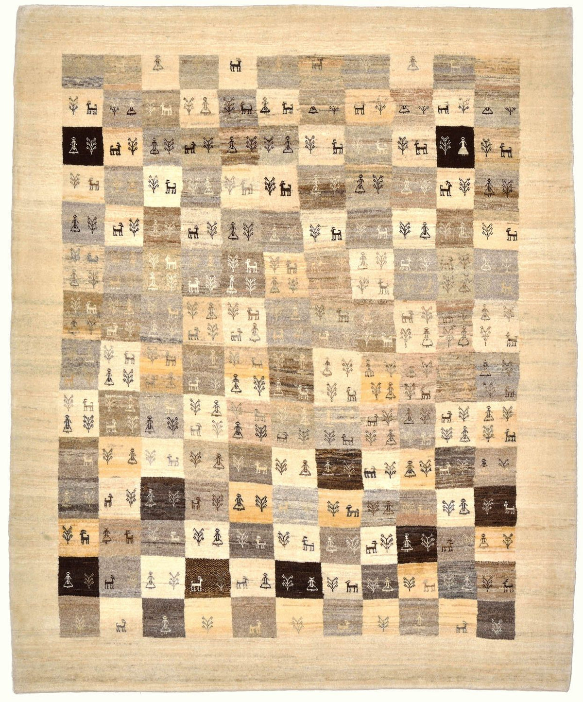 Gabbeh Rug - Loribaft Perser - 191 x 154 cm - light brown