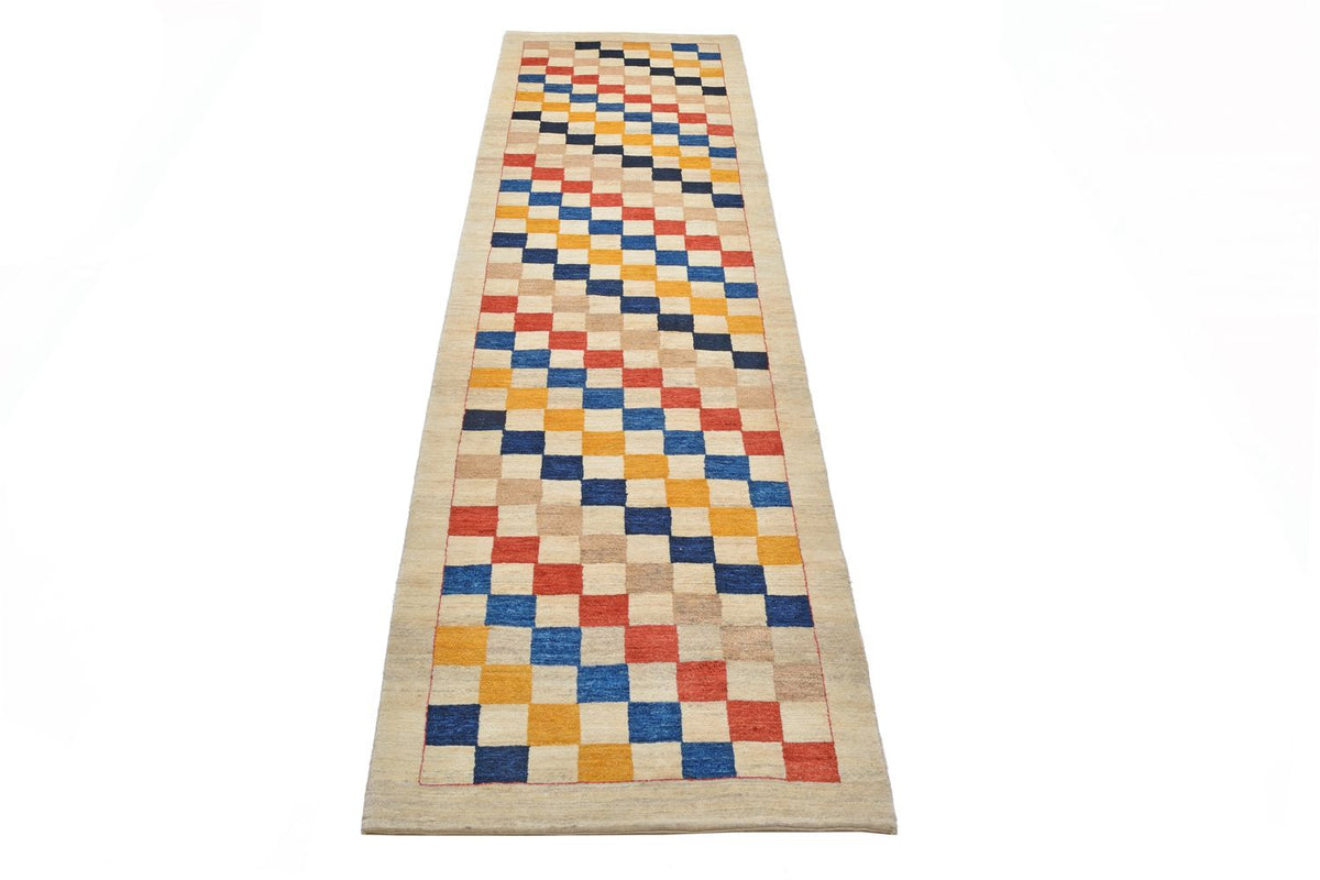 Runner Gabbeh Rug - Loribaft Perser - 381 x 93 cm - multicolored