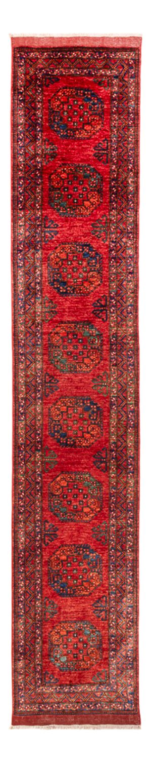 Runner Afghan Rug - 395 x 76 cm - red