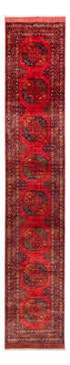 Runner Afghan Rug - 395 x 77 cm - red