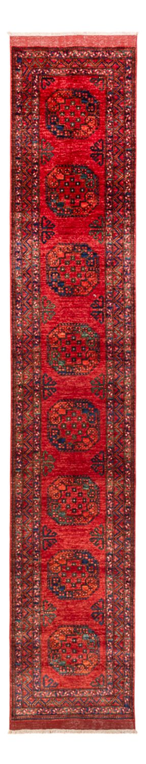 Runner Afghan Rug - 395 x 77 cm - red