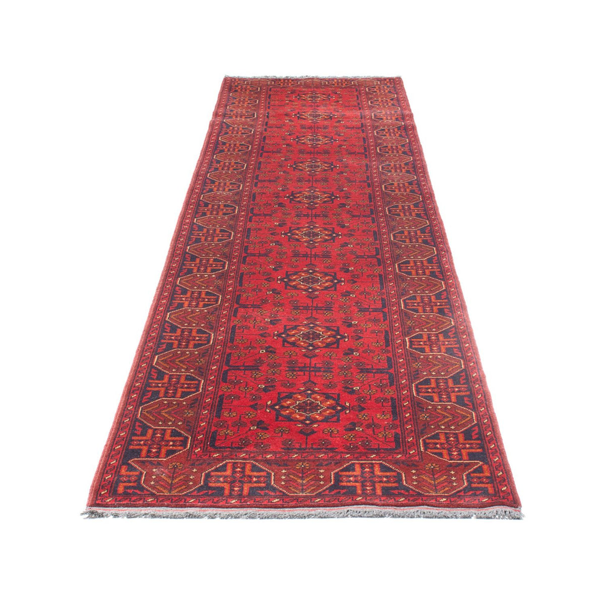 Runner Afghan Rug - Kunduz - 395 x 80 cm - red
