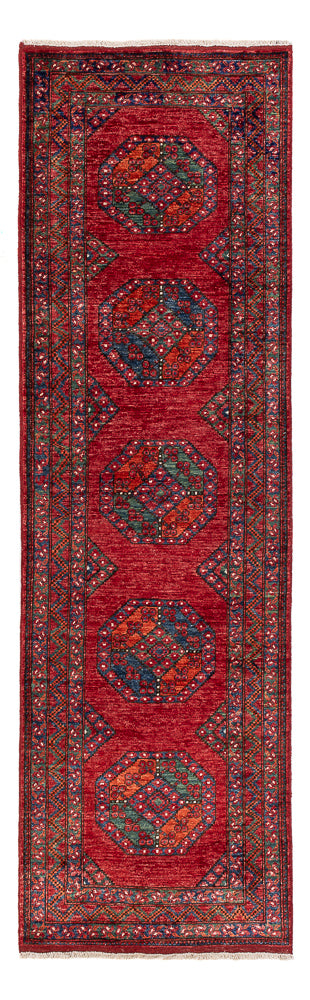 Runner Afghan Rug - Kunduz - 291 x 87 cm - red