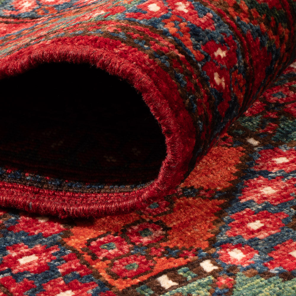 Runner Afghan Rug - Kunduz - 291 x 87 cm - red