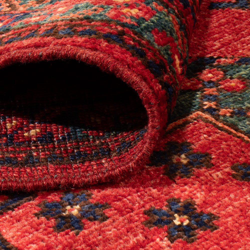 Runner Afghan Rug - Kunduz - 260 x 83 cm - red