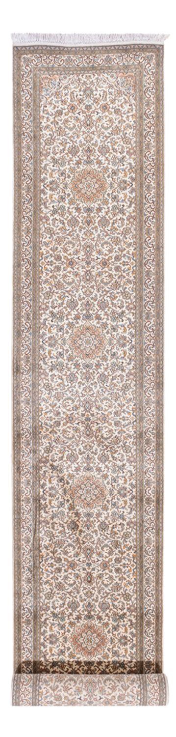 Runner Silk Rug - Kashmir Silk - 480 x 79 cm - dark beige