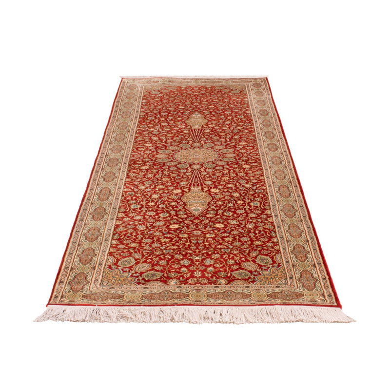 Runner Silk Rug - Kashmir Silk - 251 x 81 cm - red