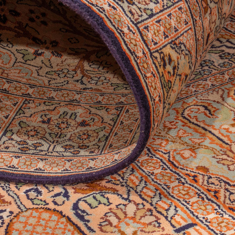 Runner Silk Rug - Kashmir Silk - 243 x 80 cm - dark beige