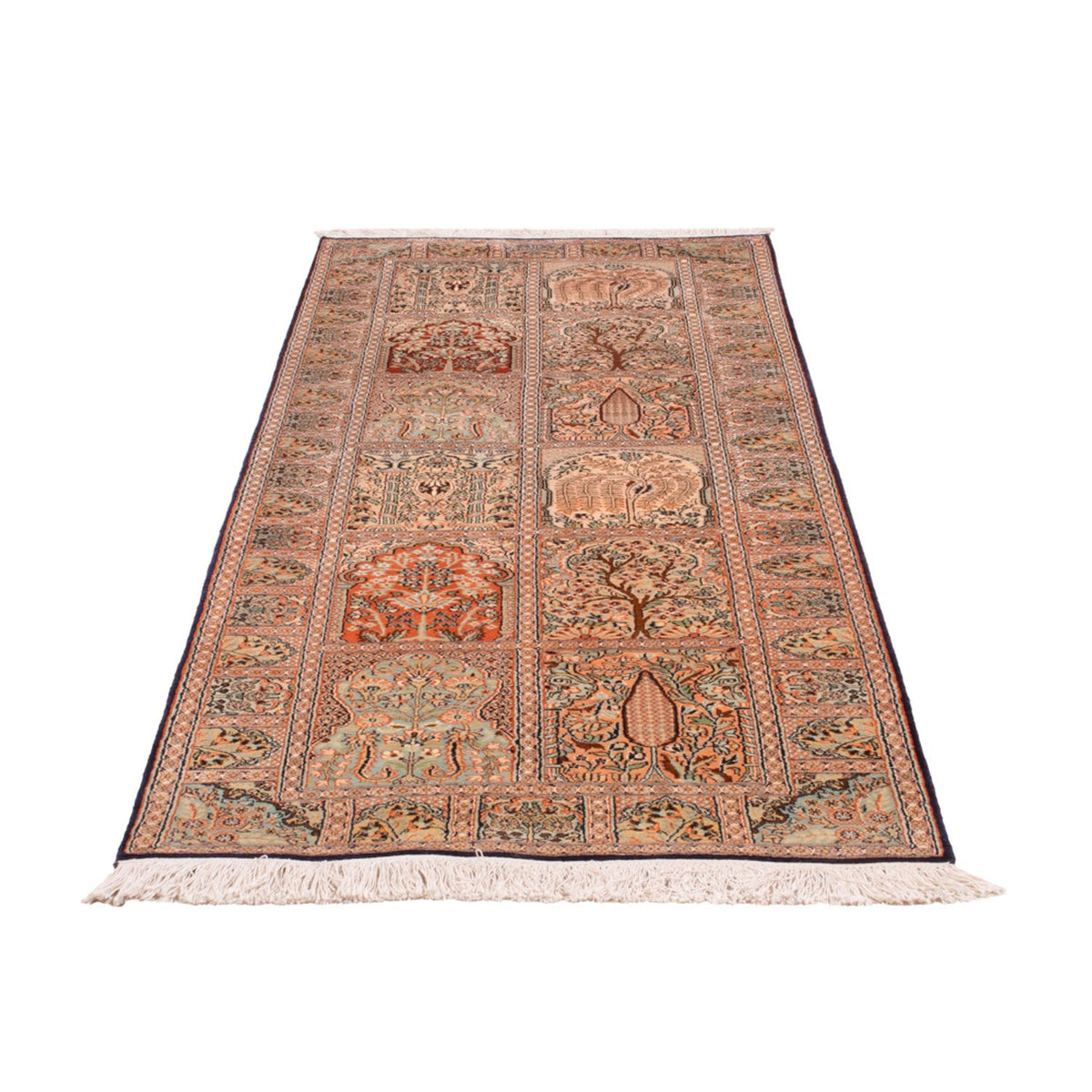 Runner Silk Rug - Kashmir Silk - 237 x 79 cm - dark beige