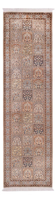 Runner Silk Rug - Kashmir Silk - 305 x 81 cm - dark beige