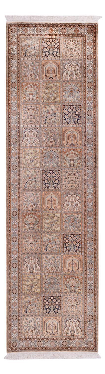 Runner Silk Rug - Kashmir Silk - 305 x 81 cm - dark beige