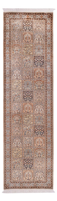 Runner Silk Rug - Kashmir Silk - 305 x 81 cm - dark beige