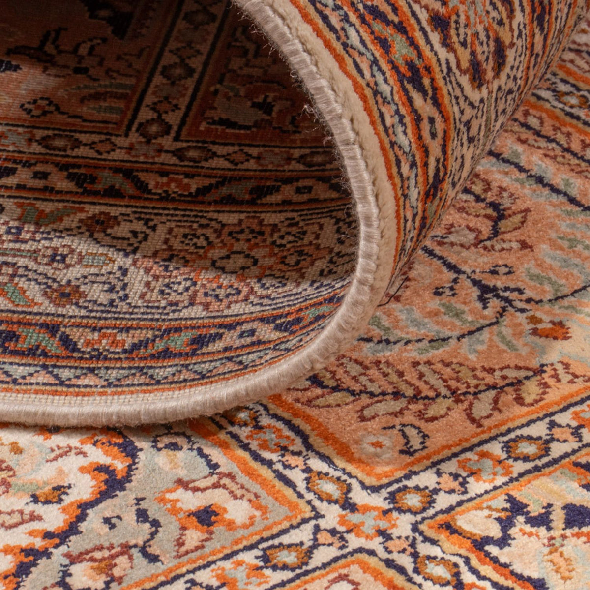 Runner Silk Rug - Kashmir Silk - 305 x 81 cm - dark beige