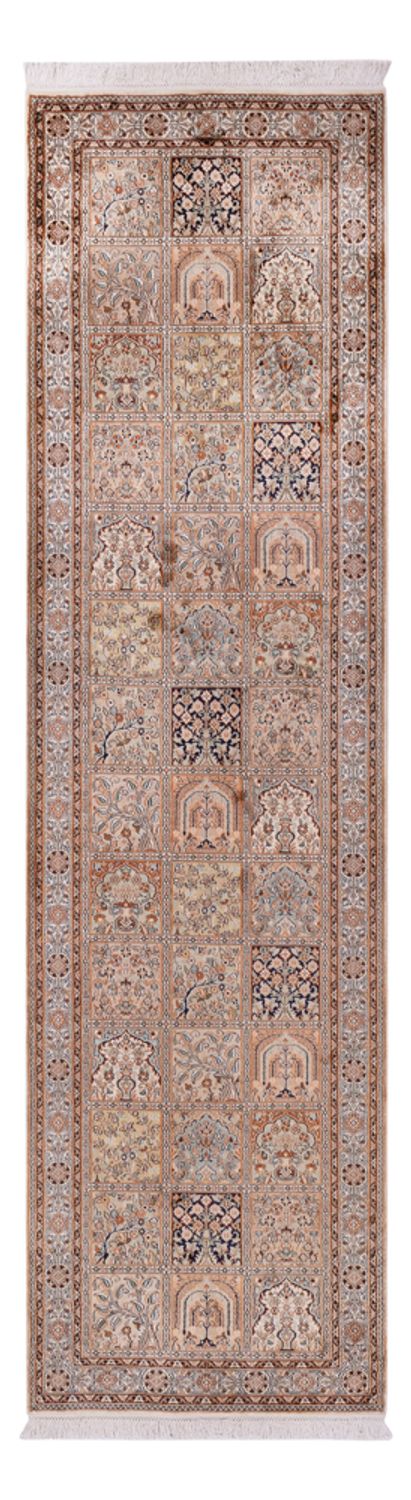 Runner Silk Rug - Kashmir Silk - 307 x 81 cm - dark beige