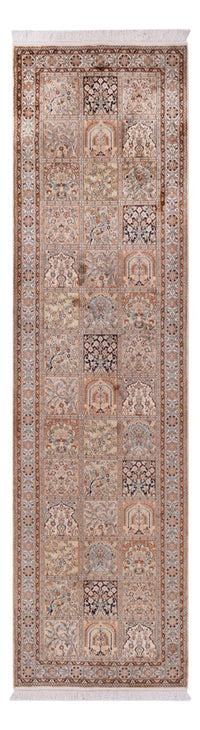 Runner Silk Rug - Kashmir Silk - 307 x 81 cm - dark beige