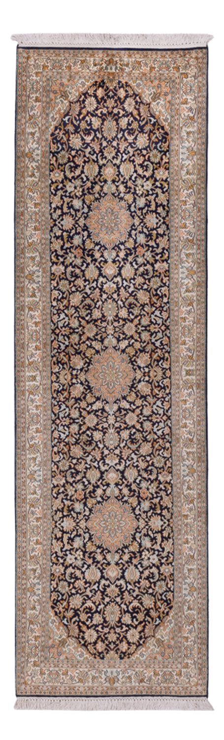 Runner Silk Rug - Kashmir Silk - 264 x 76 cm - dark beige