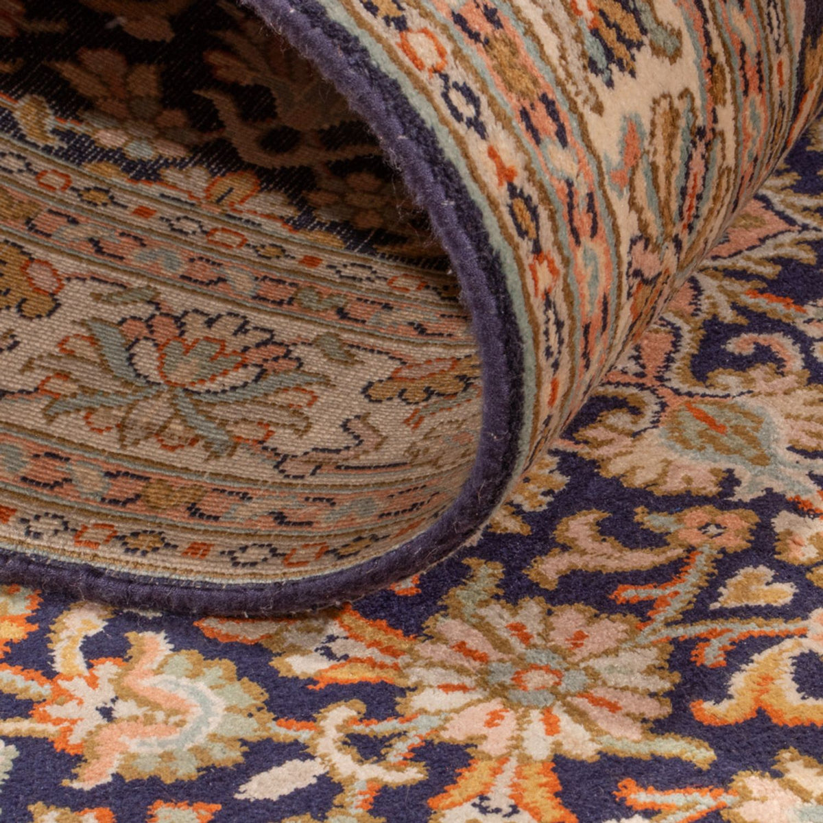 Runner Silk Rug - Kashmir Silk - 264 x 76 cm - dark beige