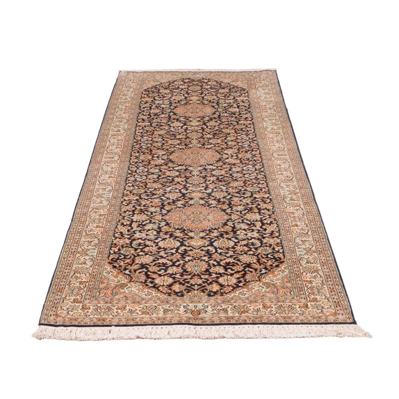 Runner Silk Rug - Kashmir Silk - 264 x 76 cm - dark beige