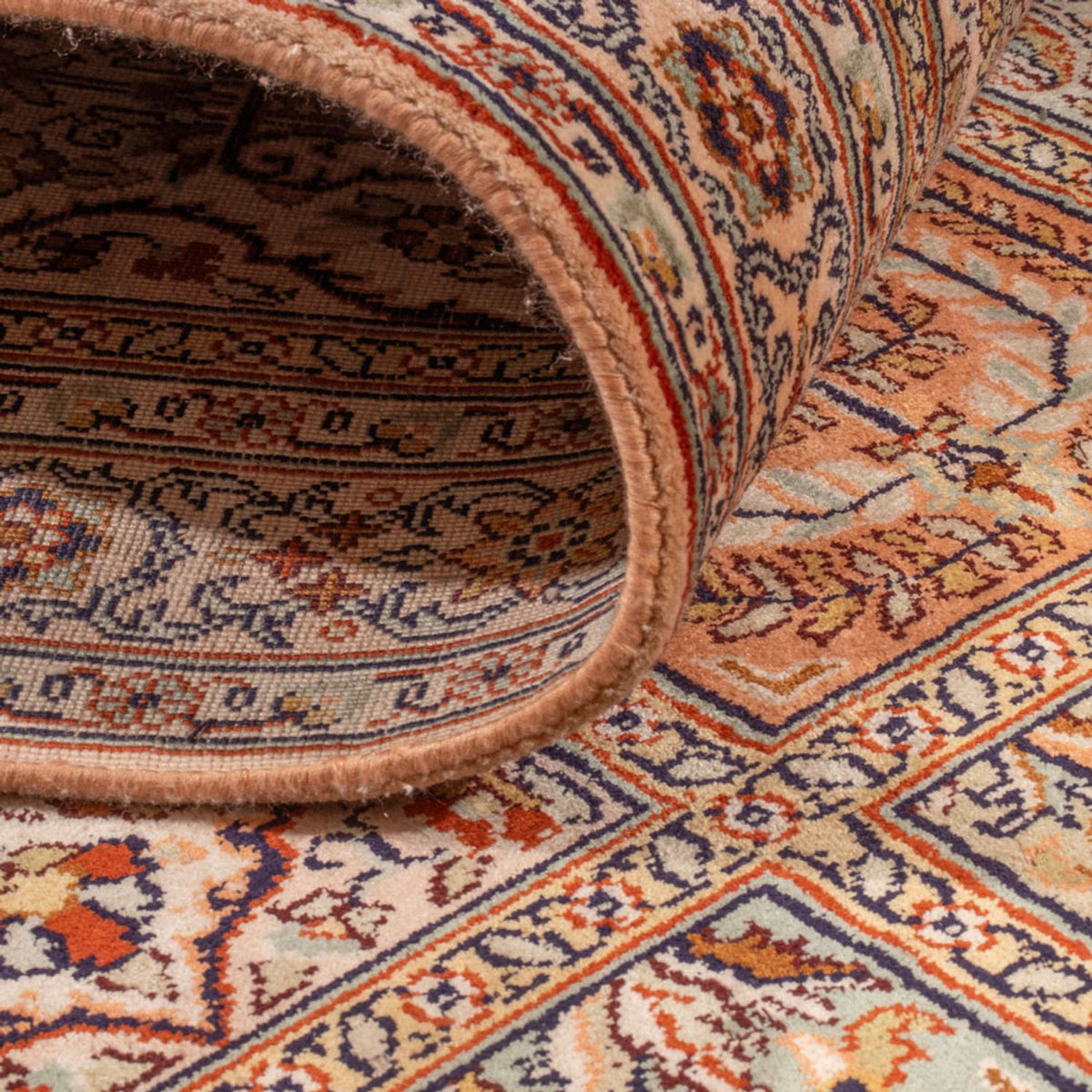 Runner Silk Rug - Kashmir Silk - 285 x 80 cm - dark beige