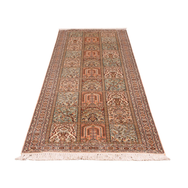Runner Silk Rug - Kashmir Silk - 285 x 80 cm - dark beige