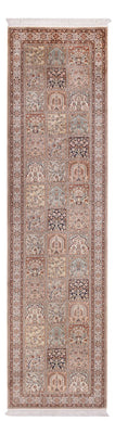Runner Silk Rug - Kashmir Silk - 298 x 77 cm - dark beige