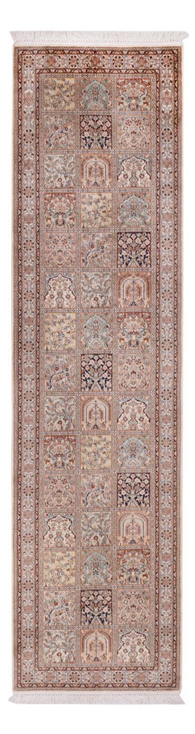 Runner Silk Rug - Kashmir Silk - 298 x 77 cm - dark beige