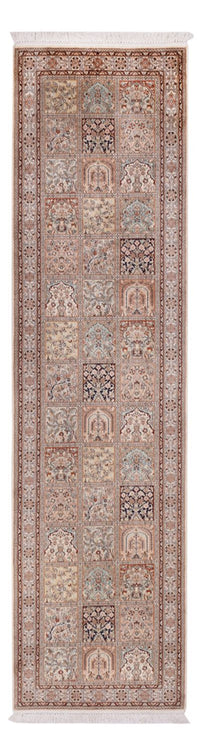 Runner Silk Rug - Kashmir Silk - 298 x 77 cm - dark beige