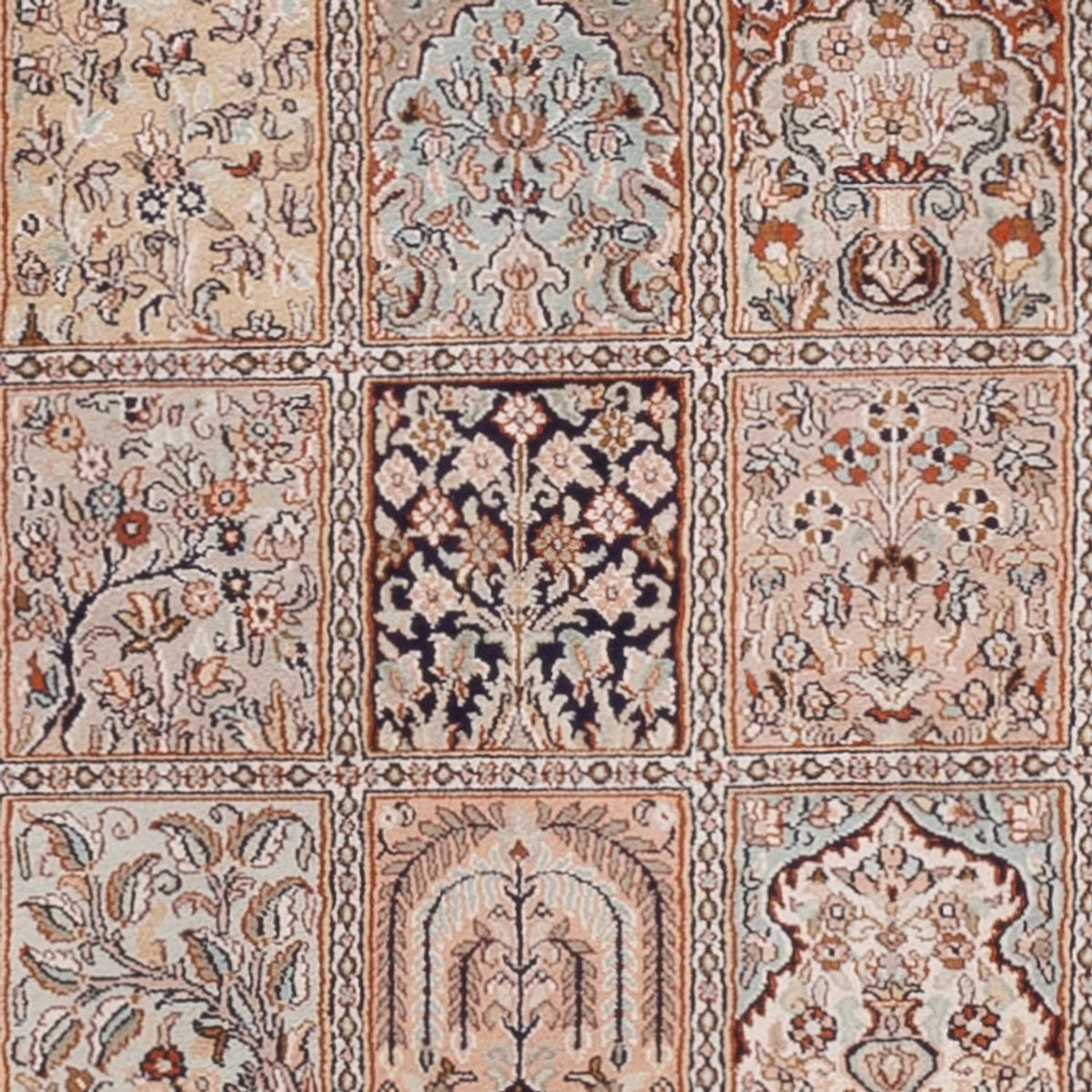 Runner Silk Rug - Kashmir Silk - 298 x 77 cm - dark beige
