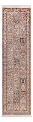 Runner Silk Rug - Kashmir Silk - 301 x 79 cm - dark beige